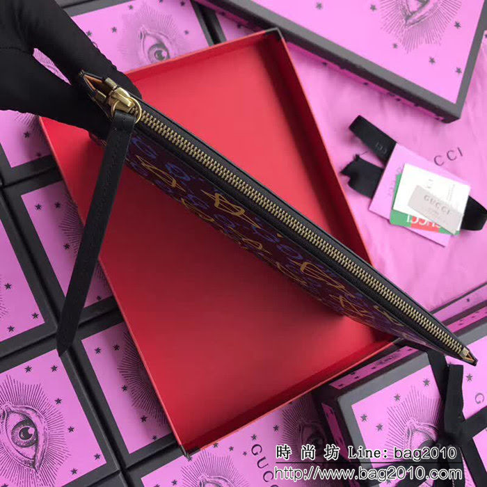 GUCCI古馳 歐洲正品原單 GG圖案 星形印花 真皮手拿包 445597 星形全皮 WTG1558